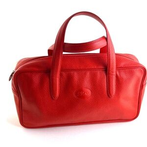 Longchamp handbag - Striking orange pebbled leather.